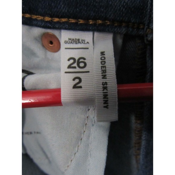 LOFT Women Jeans Size 2 Blue Black Polka Dot Modern Skinny Midrise Blasted Denim - Picture 4 of 4